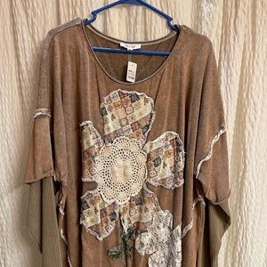 Oli & Hali Brown Patchwork Flower Tunic